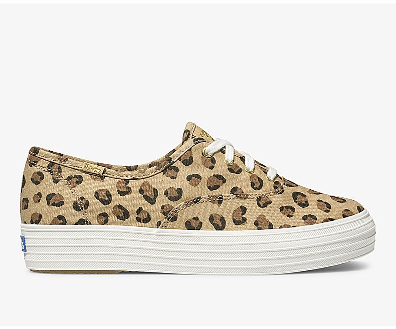 Keds Women's Triple Leopard Brown Lace Up Shoes - UD2491768